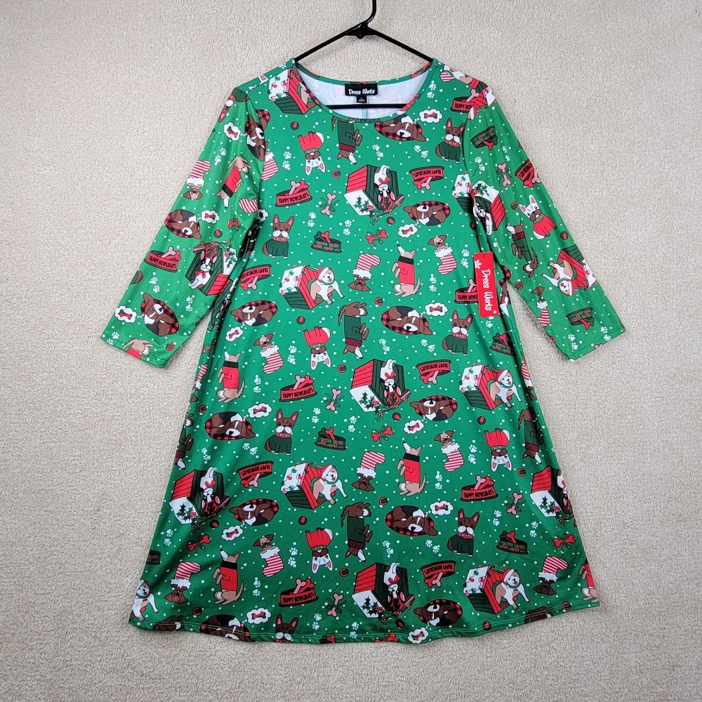 Dress Works Dog Print Christmas Dress